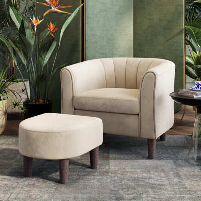 Torrence Upholstered Barrel Chair with Ottoman