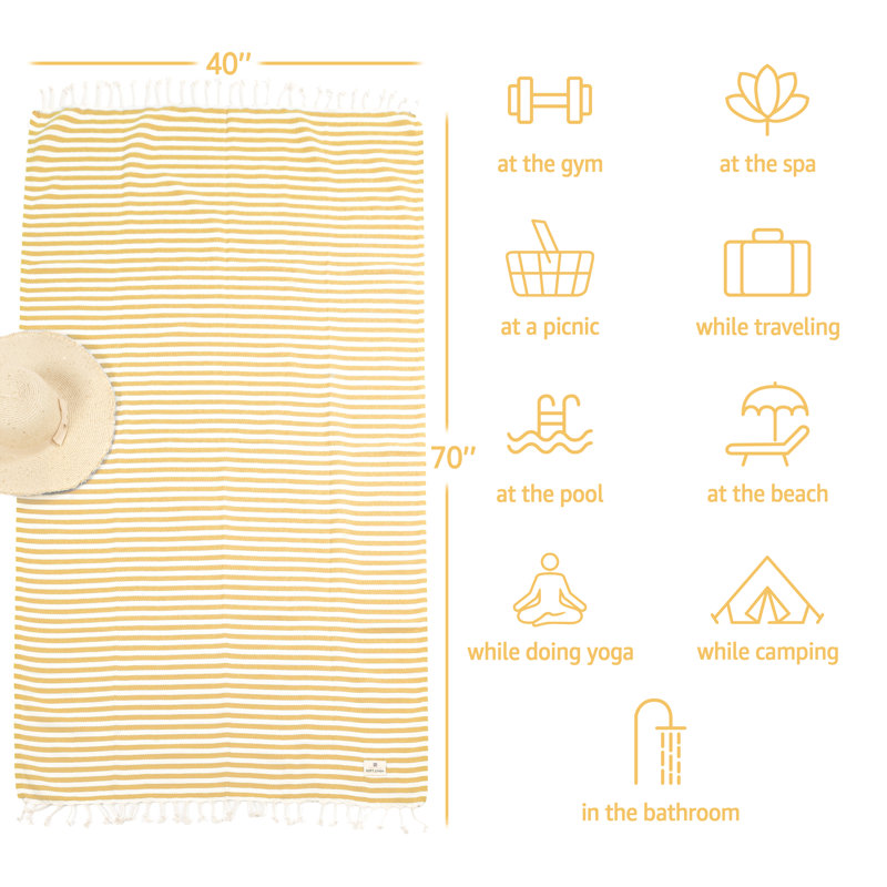 40 serviettes de plage turques Peshtemal, Jaune