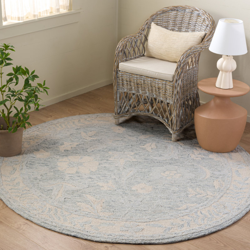 Metro 202 Hand Tufted 50% Wool; 30% Pet; 20% Cotton Floral Rug, Round 6'