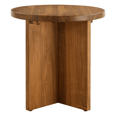 Round Solid Acacia Wood Side Table