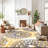 Floral Yellow/Dark Gray/Ivory Area Rug-2033622152