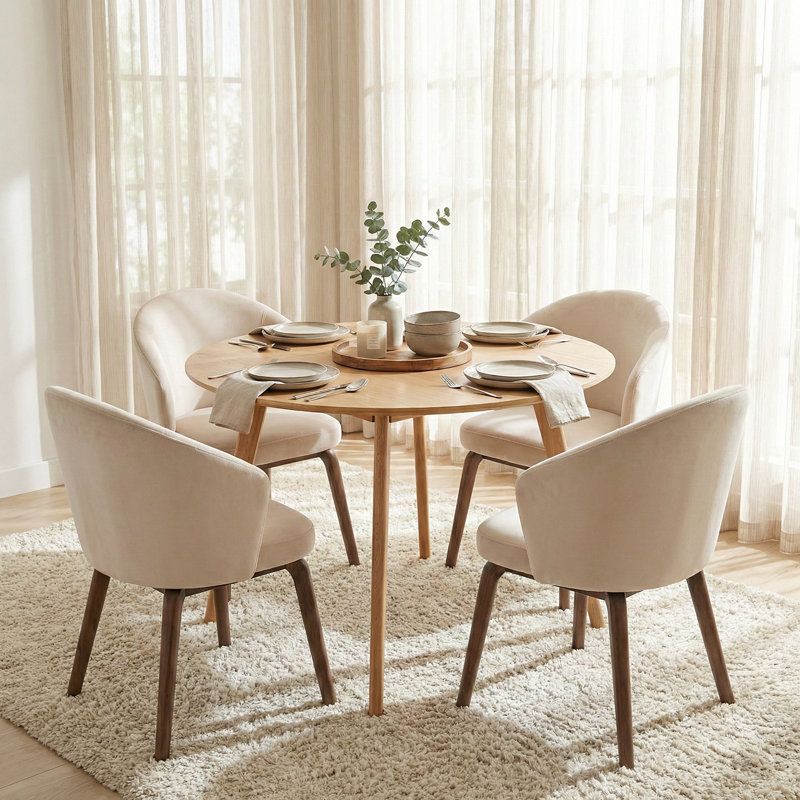 Sienna Round Wooden Dining Table - 100cm, Oak