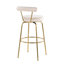 Tabouret de bar à hauteur fixe avec pivot en métal doré et velours crème - ensemble de 2