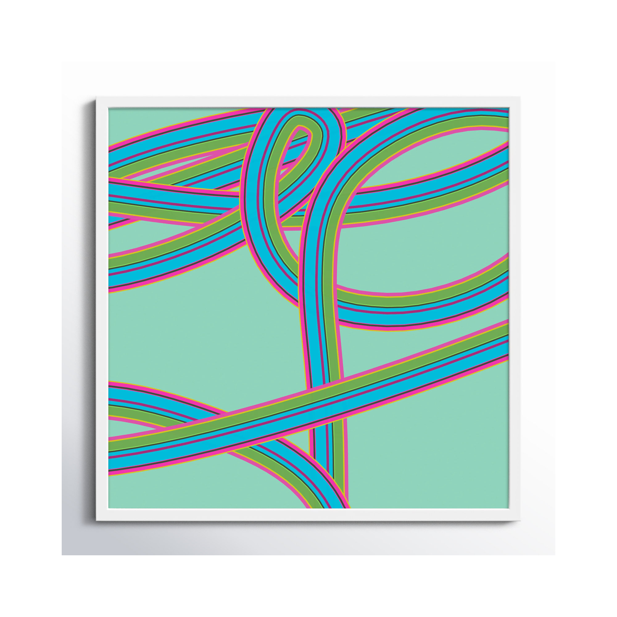 Turquoise Twist by Jacques Pilon, 30" H x 30" W x 1.25" D, White