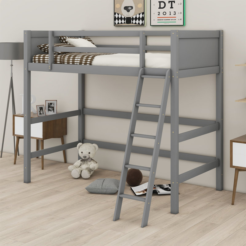Solid Wood Loft Bed With Ladder
