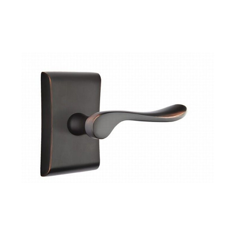 Luzern Wave/Drop Privacy (Bed & Bath) Door Lever with Rectangle Rosette, Flat Black, Left