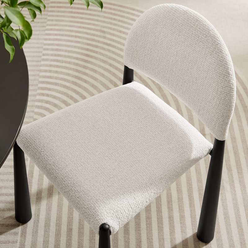 Hayley Upholstered Fabric Dining Side Chair, Cream, Black