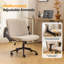 Chaise de bureau chenille pivotante rembourrée avec accoudoirs rabattables, chaise de travail réglable-124200301-124200296