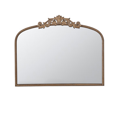 40"X31" Wide Arched Wall Mirror With Adornments, Gold Iron Frame