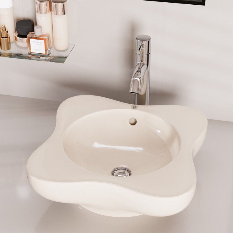 The Renovators Supply Inc. 17'' Vitreous China Specialty Bathroom Sink with Overflow, Beige