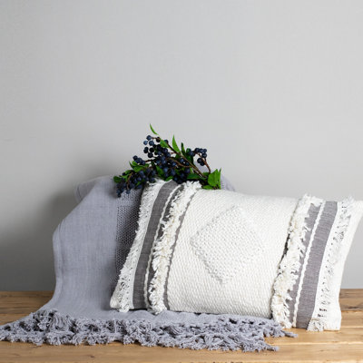 Milo Fringed Cotton Throw Pillow
