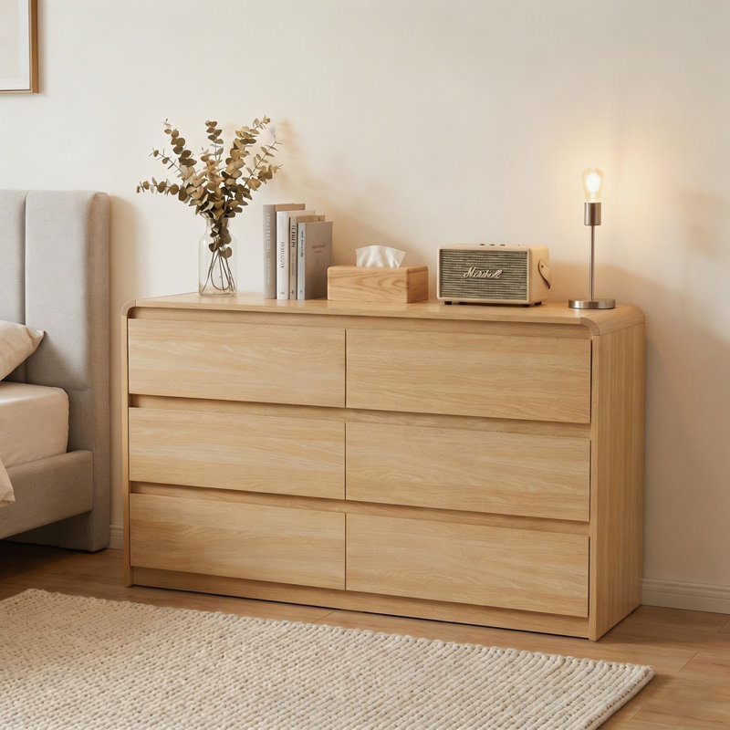 Commode d'appoint en bois avec 6 tiroirs