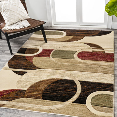 Kirsti Retro Abstract Arches Cream/Brown/Red Rug
