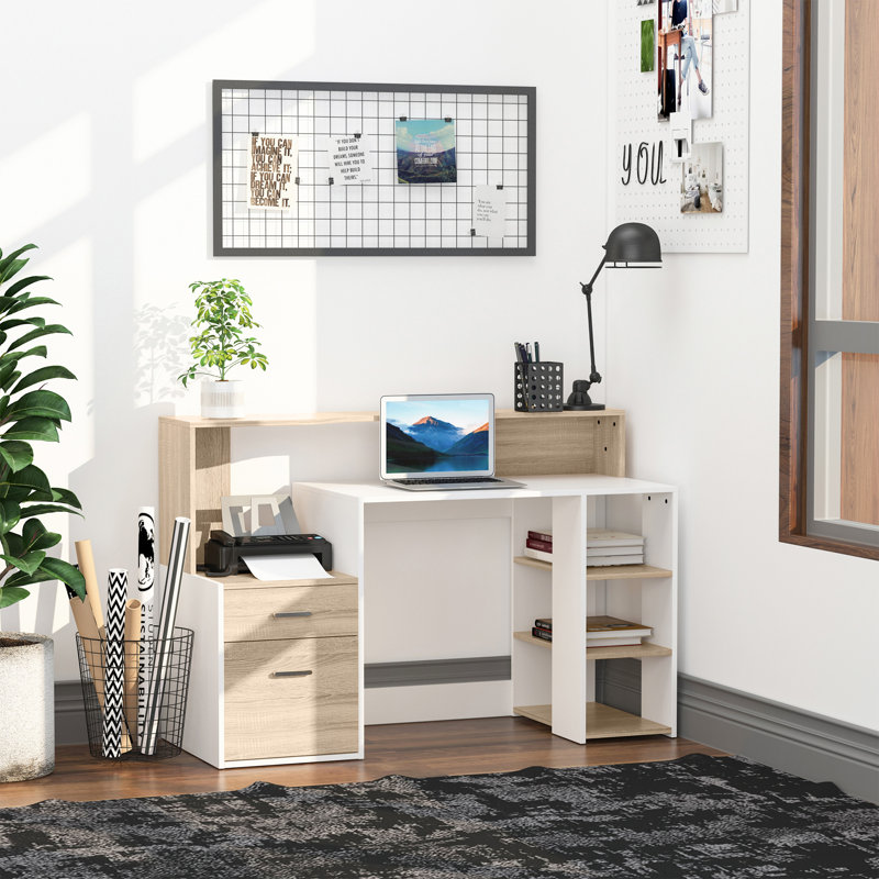 Damico Writing Desk, Oak/White