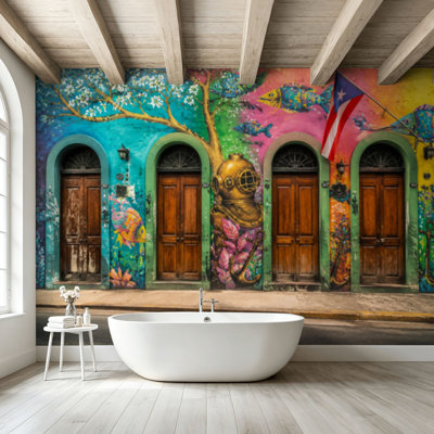 Peel and Stick Wallpaper Wall Mural Bogota Colombia Street Art La Candelaria Wall Art Self Adhesive and Removable