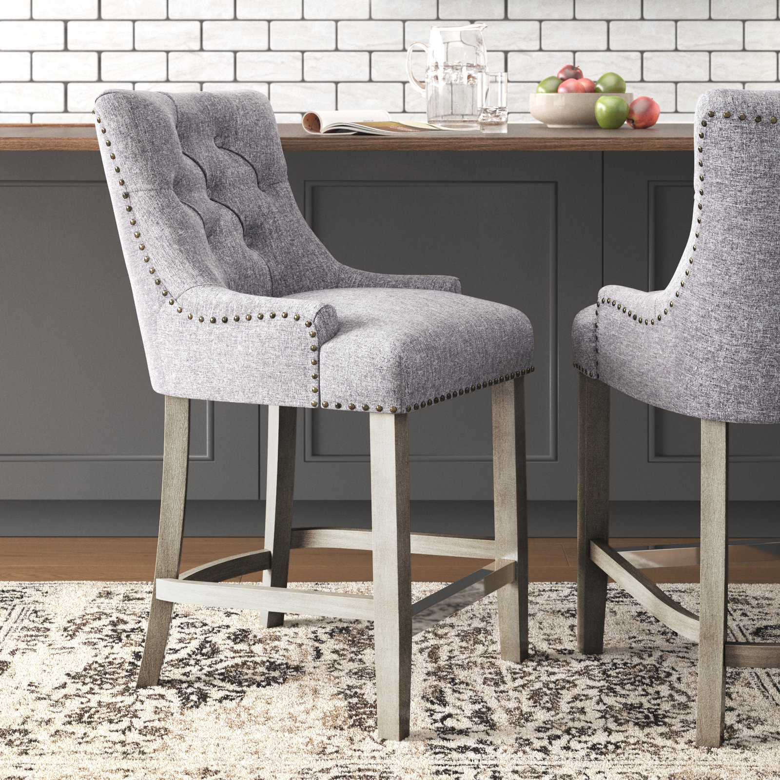 Grey upholstered best sale counter stools