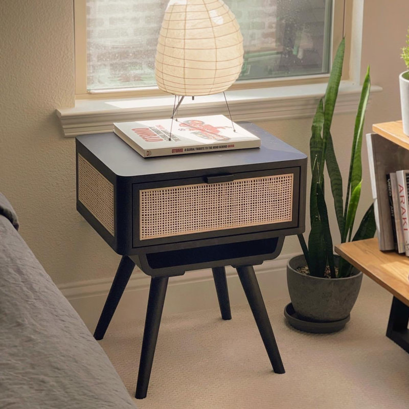 20'' W Solid Wood Nightstand, Charcoal
