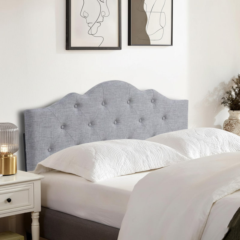 Tête de lit tapissier Jalia, Double / Grand, gris