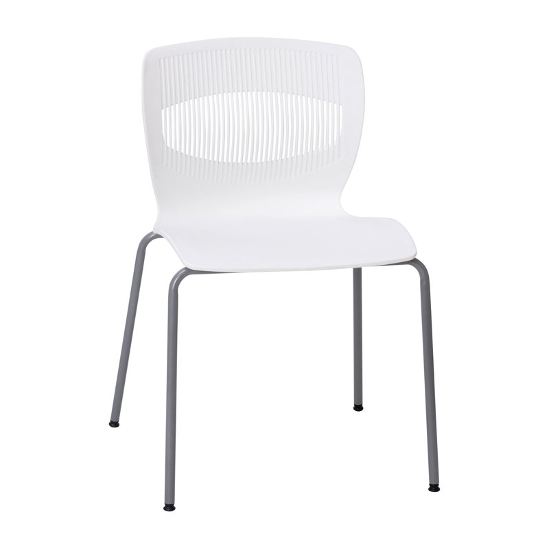 Hercules Series Commercial 770 LB. Capacité de chaise empilable en plastique avec support lombaire, Blanc, 1