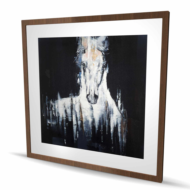 Abstrait cheval blanc imprimé - fond noir