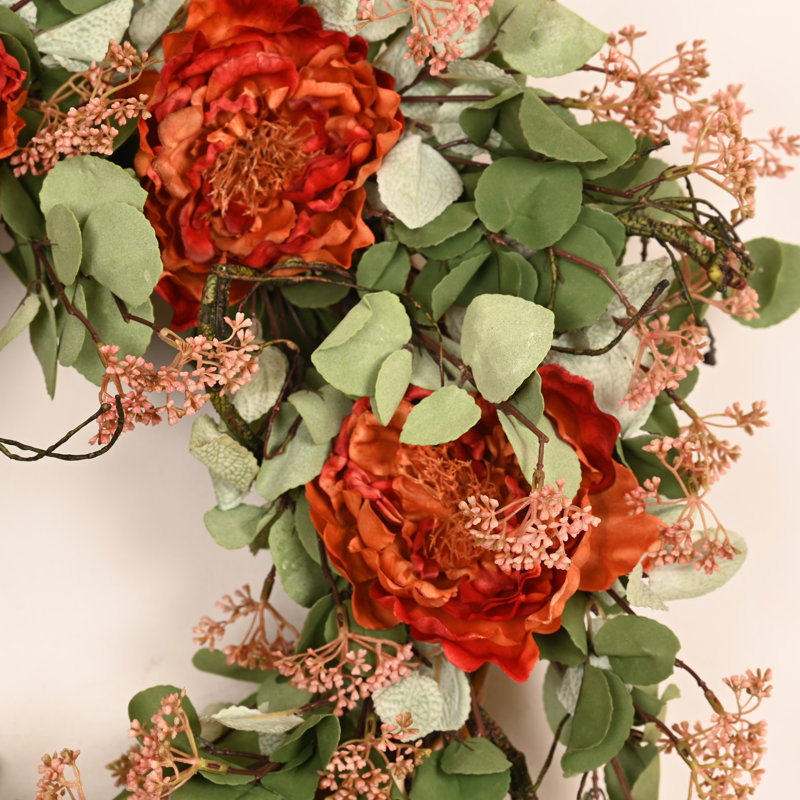 Couronne de pivoines florales 26 po