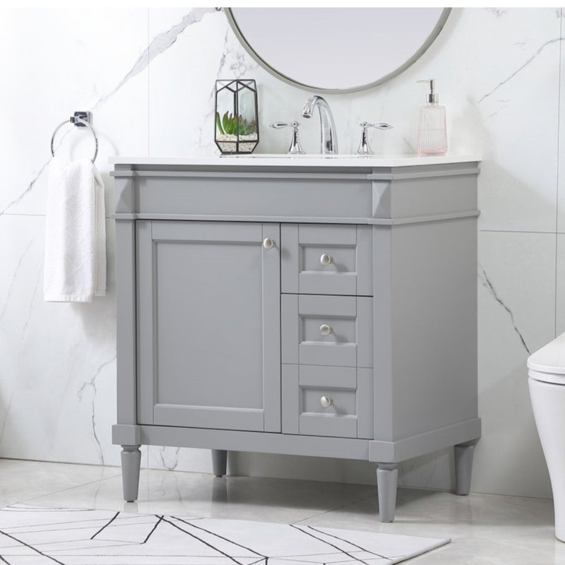 Readington 32'' Single Bathroom Vanity with Engineered Marble Top, Gray
