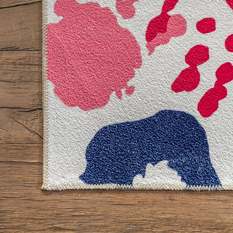 Tapis rose lavable à la main pour enfant Pinkie SpinClean, Rectangle 4 pi x 6 pi