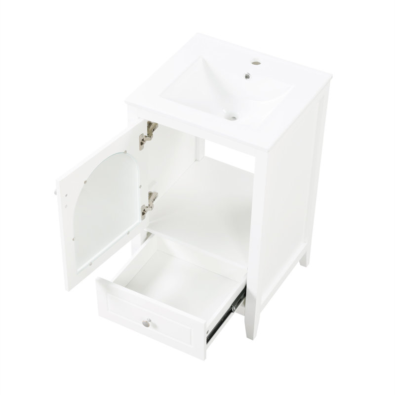 20" Bathroom Vanity With Sink, Blanc