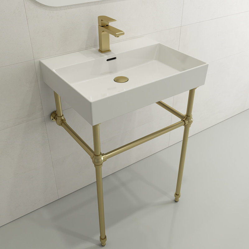 Milano 23.82'' L Bathroom Sink, 8" Widespread, White