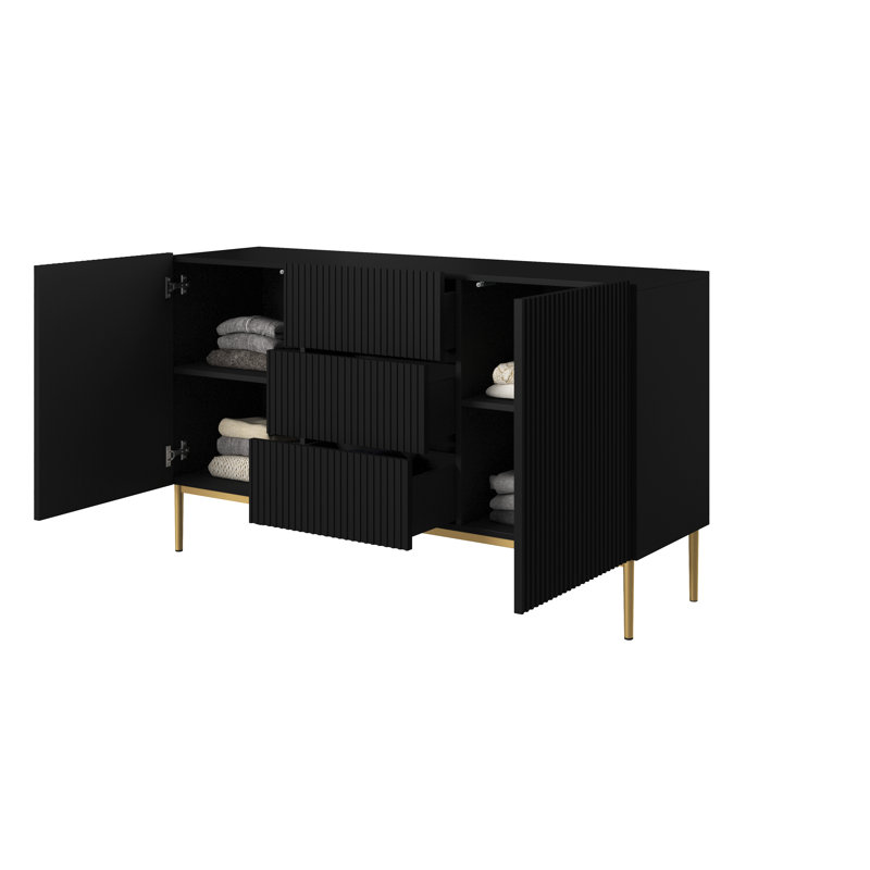 Amhad NICOLE CHEST OF DRAWERS 150 2D3SZ, Black/Gold