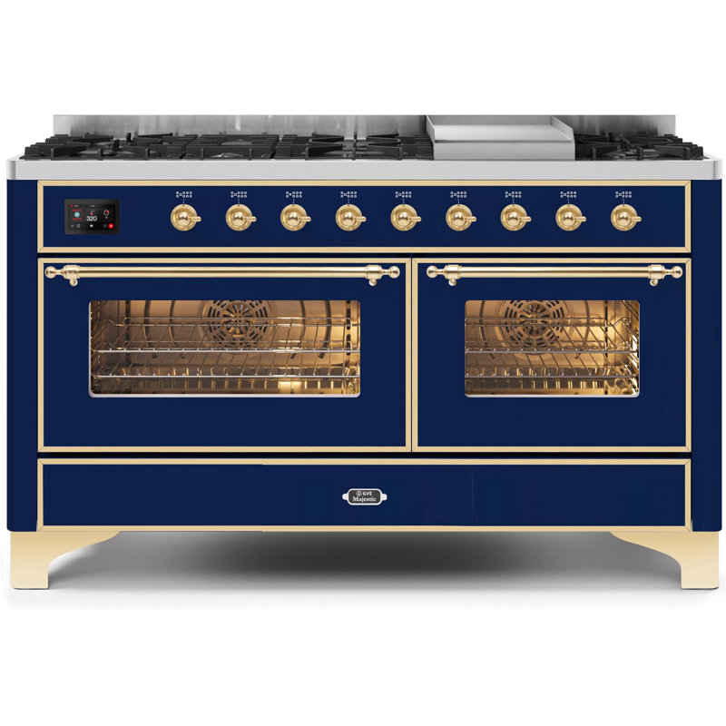 Majestic II 60" 5.02 cu. ft. Freestanding Dual Fuel Range with Griddle, Matte Graphite/Copper, Liquid Propane