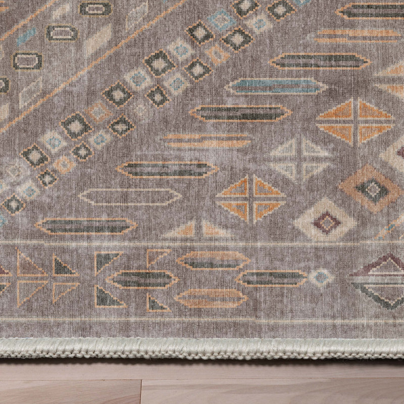Ervin Anya Vintage Tribal Chevron Gray Flat-Weave Rug, Rectangle 6' x 9'