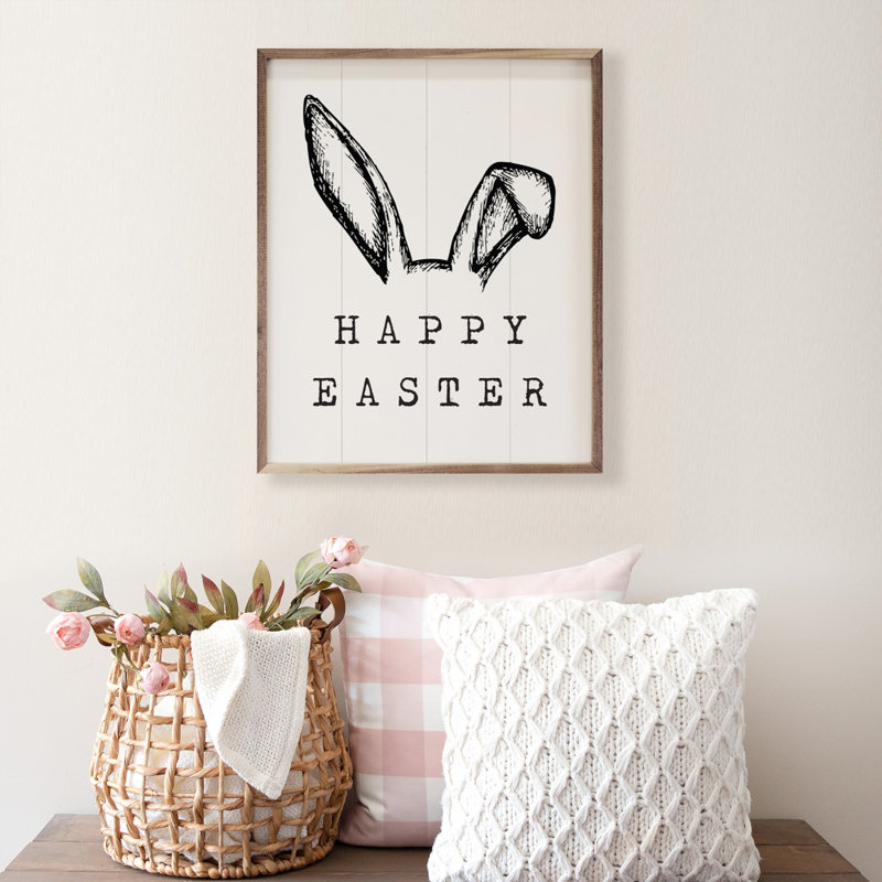 Happy Easter Ears White, 40" H x 32" W x 1" D