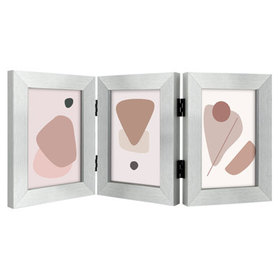 Silver Folding Hinged Picture Frame for Desktop Photo Display