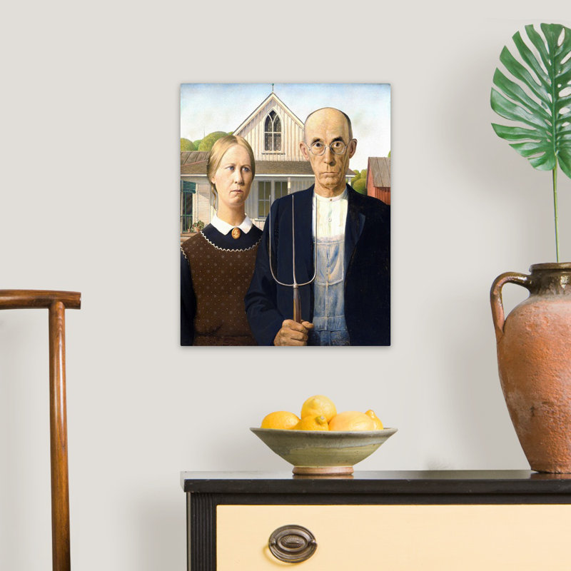 «American Gothic» par Grant Wood - impression, Toile tendue, H 20 po x l 16 po x P 1,25 po