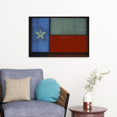 «1990S Texas State Flag In Neon Sign Lights Geometric Abstract Contemporary Landscape Nature Art mural