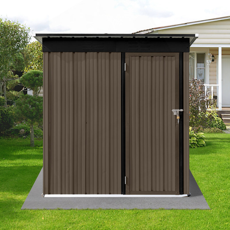 Abri de jardin en métal 5 pi x 4 pi brun + noir
