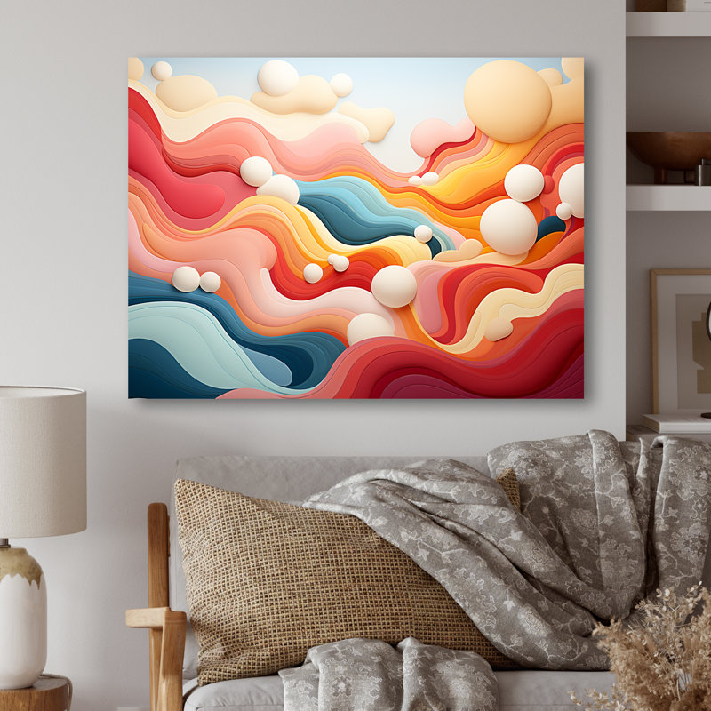 «Colorful Fantasy Mountain Landscape II - Abstract», reproduction d'art murale en métal MT137057, H 16 po x l 32 po x P 1 po