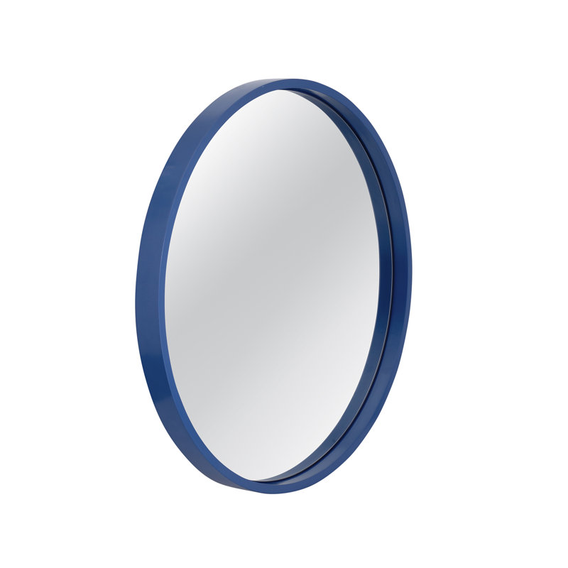 Lyra Round Wall Mirror – Navy Blue Resin Frame, Modern Accent Décor