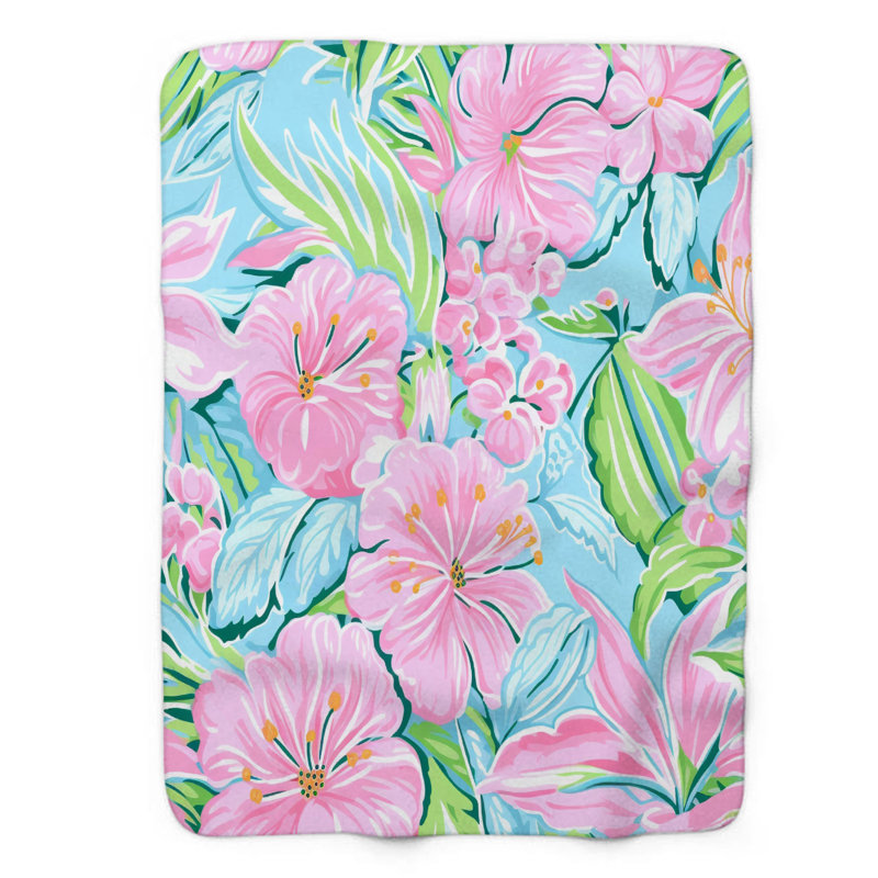 Motif de balise maritime - 1 pièce Sherpa Premium, L 60 po x L 80 po, Preppy Blossom Designs