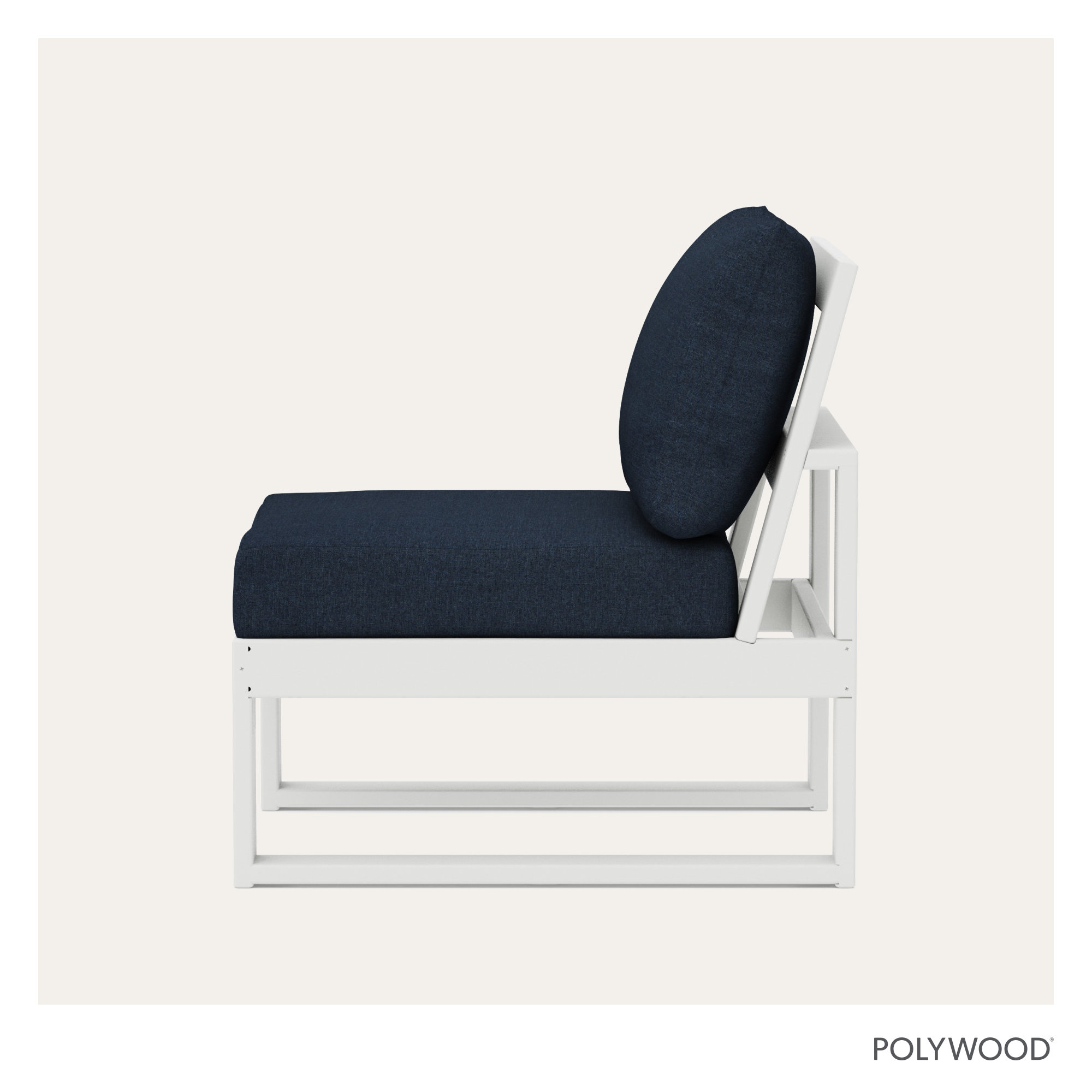 Edge Modular Armless Chair, Marine Indigo Revolution®, White