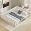 Lit double tapissier pleine grandeur avec garde-corps et coussin moelleux beige - plateforme de construction Cushy