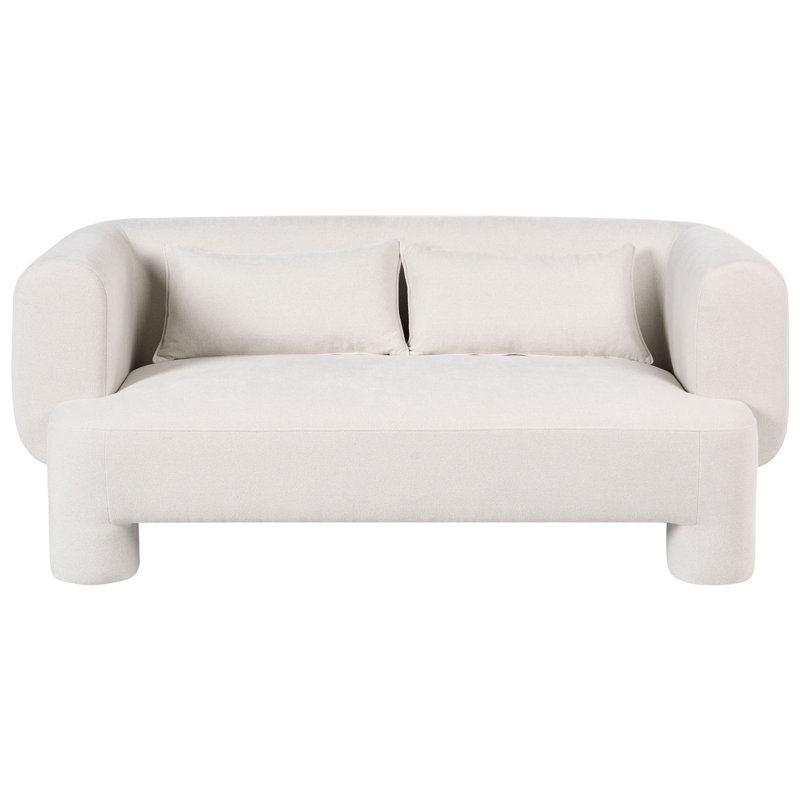 3 Seater Fabric Sofa, White Fabric, White