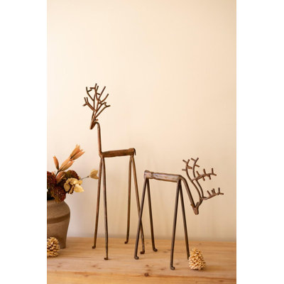 SET OF TWO FORGED-IRON DEER
