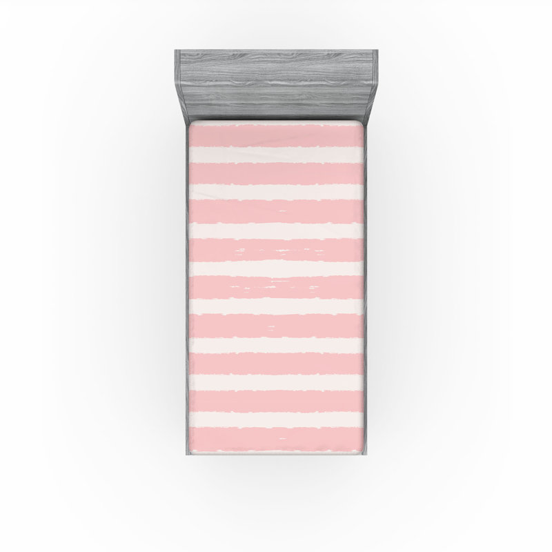 Ensemble de 2 draps-housses Ambesonne, Rose pâle, rosé / rayé, Drap-housse simple TG