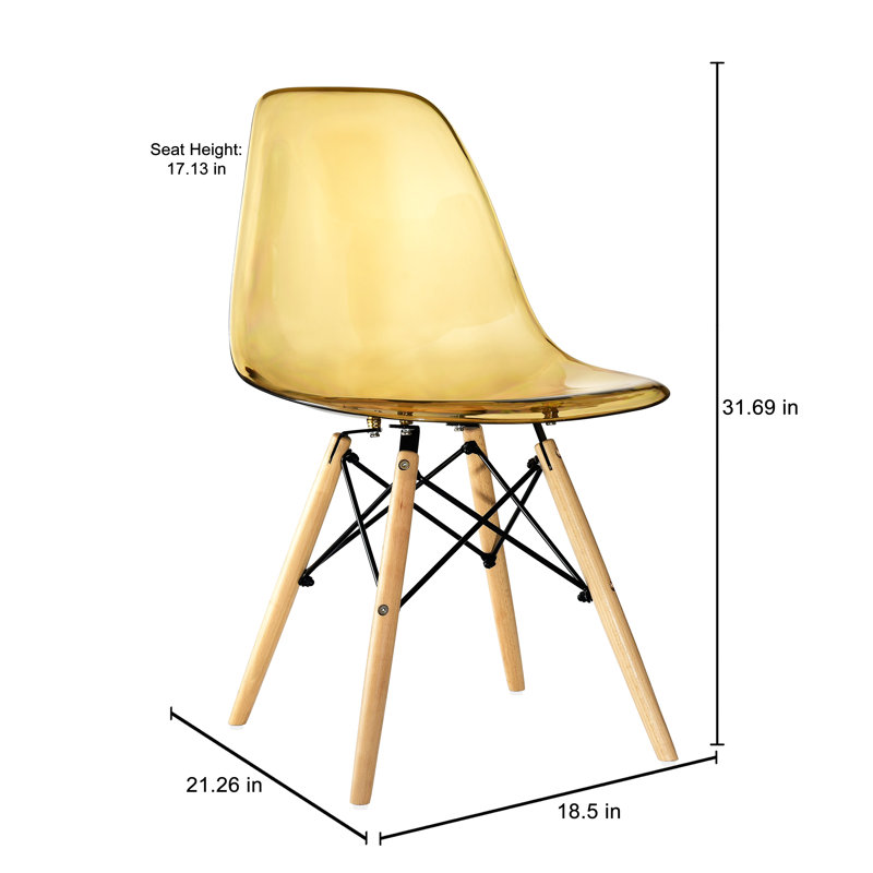 Mid Country Modern Molded Shell Designer Assemble Plastic Chair Side No Arms Wheels Armless Wooden Eiffel for Dining Room Bedroom Kitchen