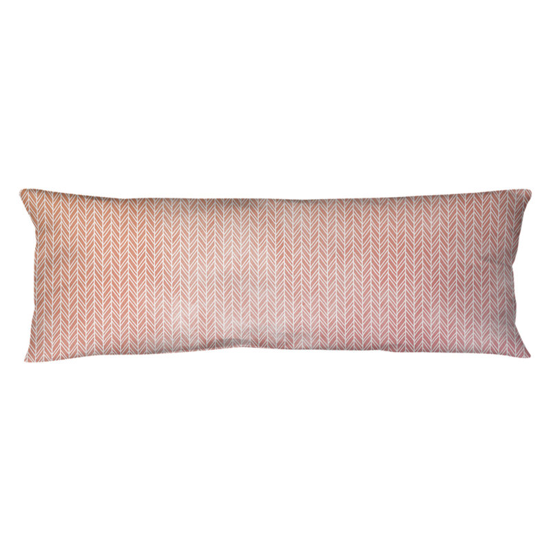 Oreiller rectangulaire à chevrons, Bourre en polyester, Molleton moelleux, Rose / Orange