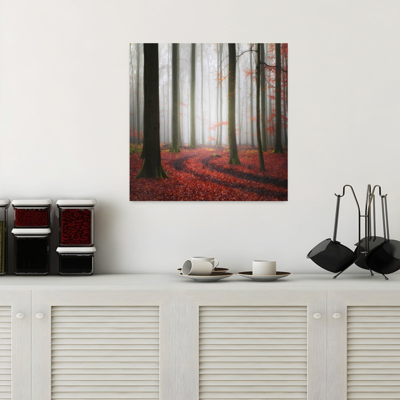 Misty Autumn Forest Path Dreamy Mystical, H 18 po x l 18 po