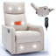 Fauteuil inclinable manuel chauffant chauffant avec chaise berçante et pivotante en tissu chauffant, beige-382782640