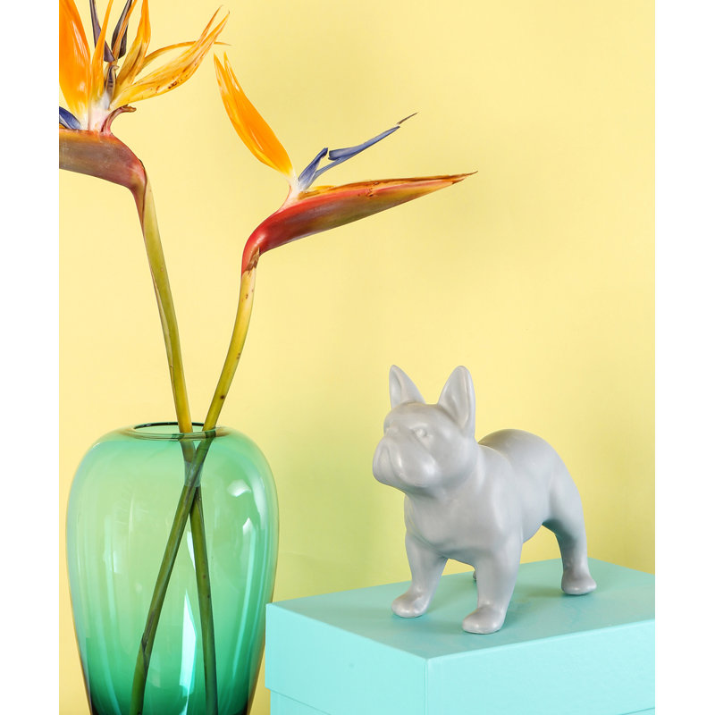 Figurine Rideau, Matte Dark Gray, H 7,87 po x l 9,84 po x P 4,13 po, Bouledogue